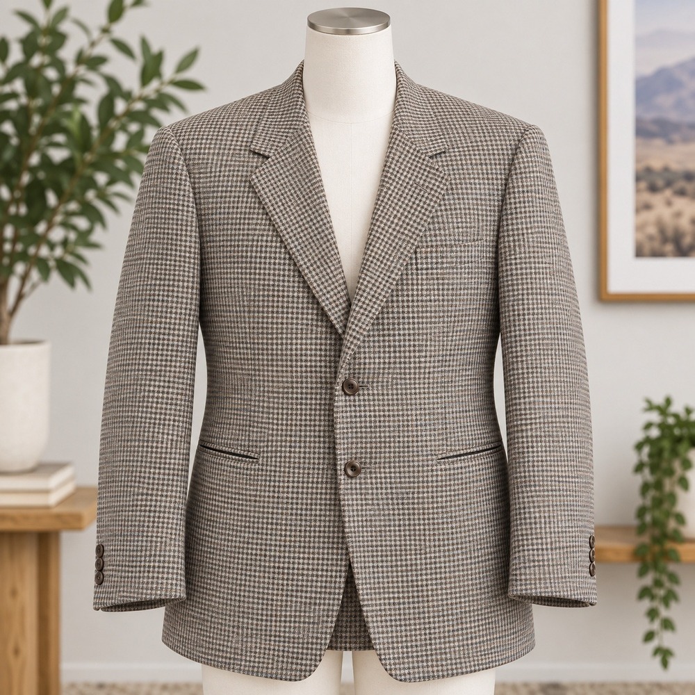 Versace Classic V2 Blazer Mens 52 Black Tan Micro Check 2 Button Sport Coat